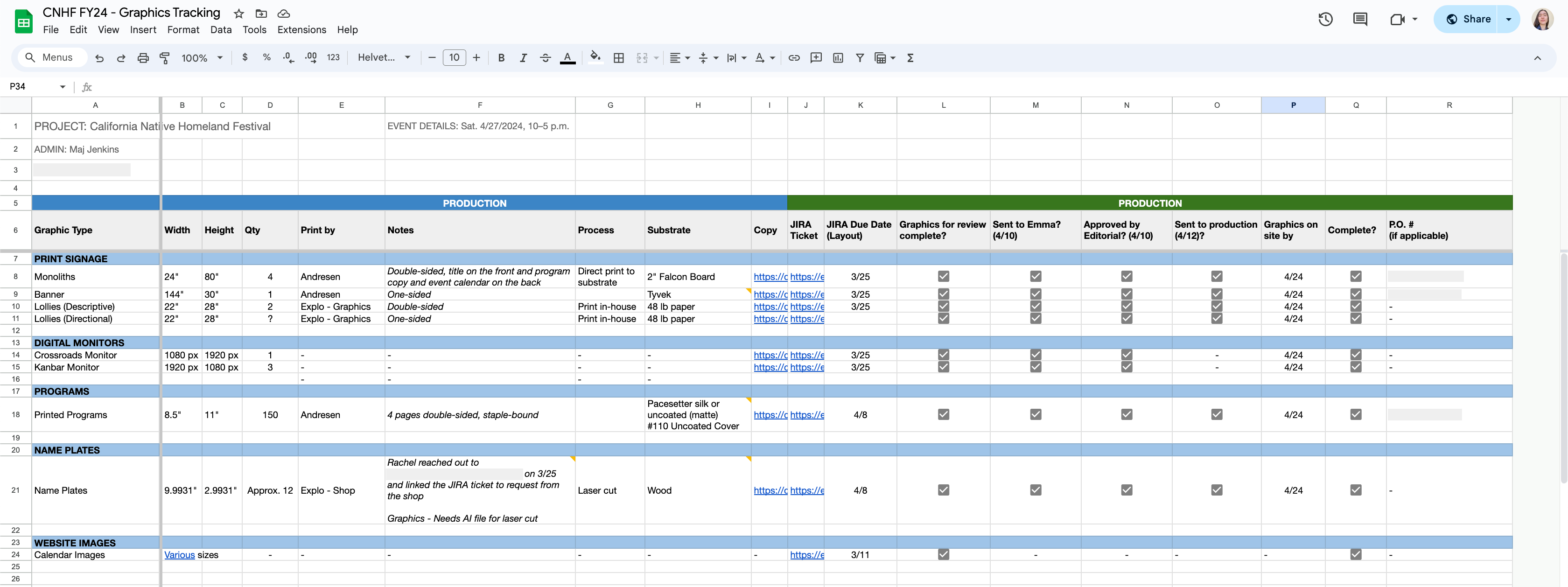 tracking sheet